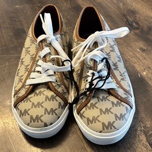 Michael Kors Women’s Tan and White Logo Sneakers